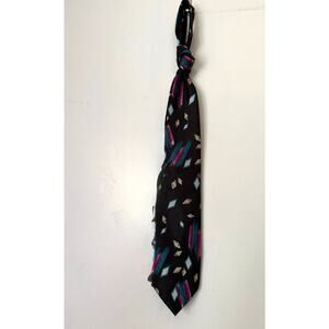 Vintage 80s 90s Wembley Black Teal Magenta Funky Diamond Textured Tie Accessory